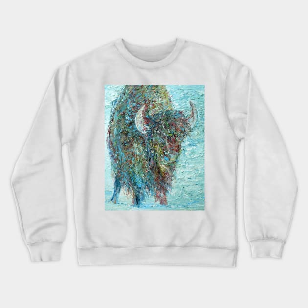 BISON IN THE SNOW Crewneck Sweatshirt by lautir